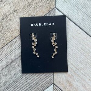 BaubleBar Gold and Faux Diamond Cascading Drop Earrings